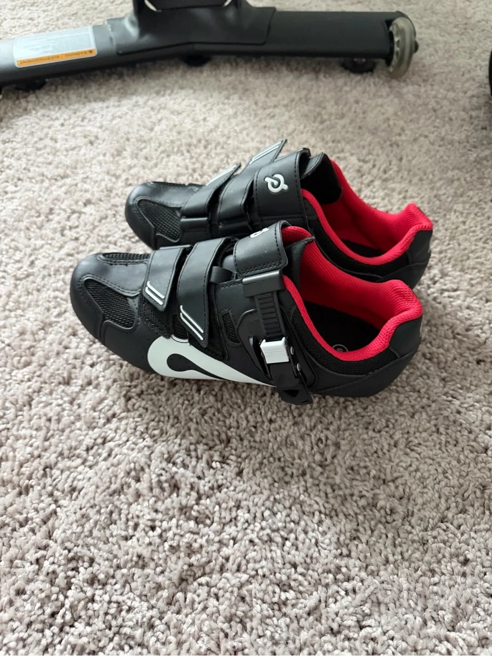 Peloton Black Cycling Shoes with Red Lining